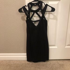 Black cage me in bodycon dress